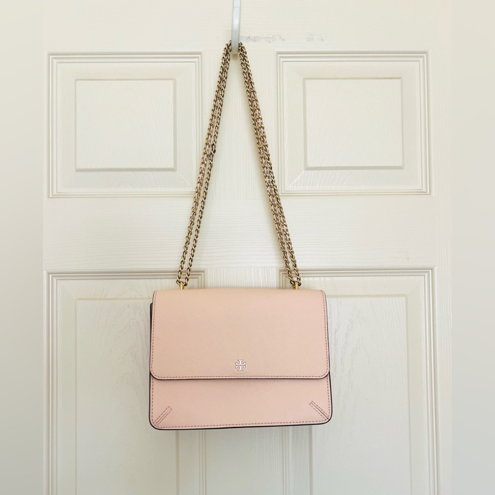Tory Burch Robinson Convertible Leather Crossbody, Pale Apricot